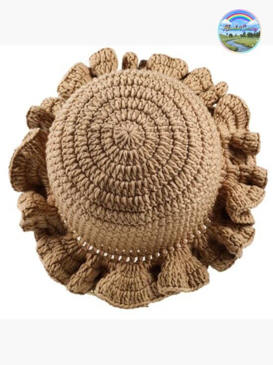 Crochet Bucket Hat Floppy Cap Knit Boho Handmade Travel Fishing Hat